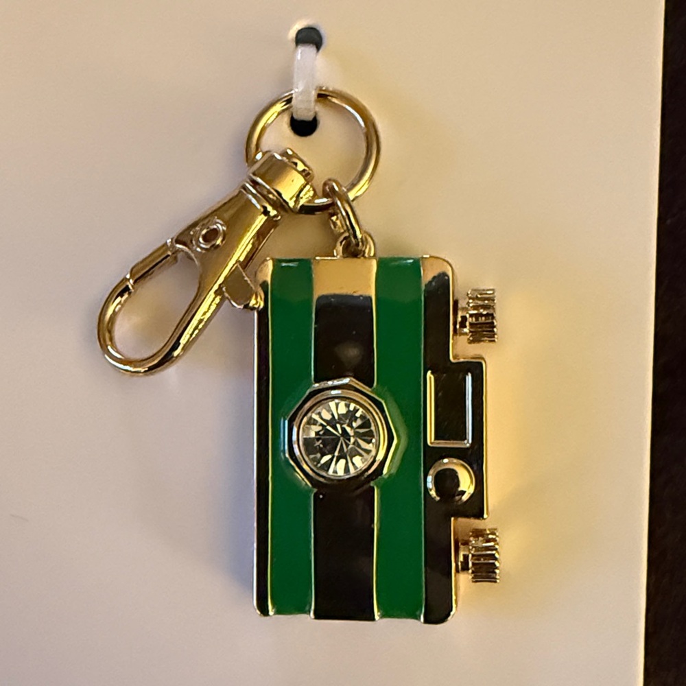 Camera Bag Charm Keychain kate spade new york x Target Gold Green Rhinestone